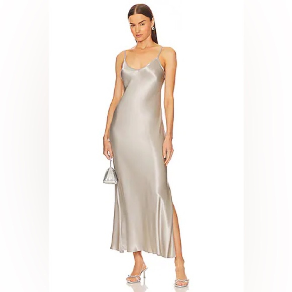 Bias Cut Maxi Dress / Enza Costa Silver Slip